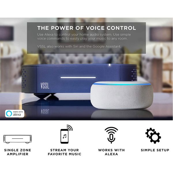 VSSL A.3X 6-Channel, 3 Zone, Audio Streaming Amplifier, Compatible with AirPlay 2, Chromecast, Amazon Alexa, Spotify Connect, Bluetooth